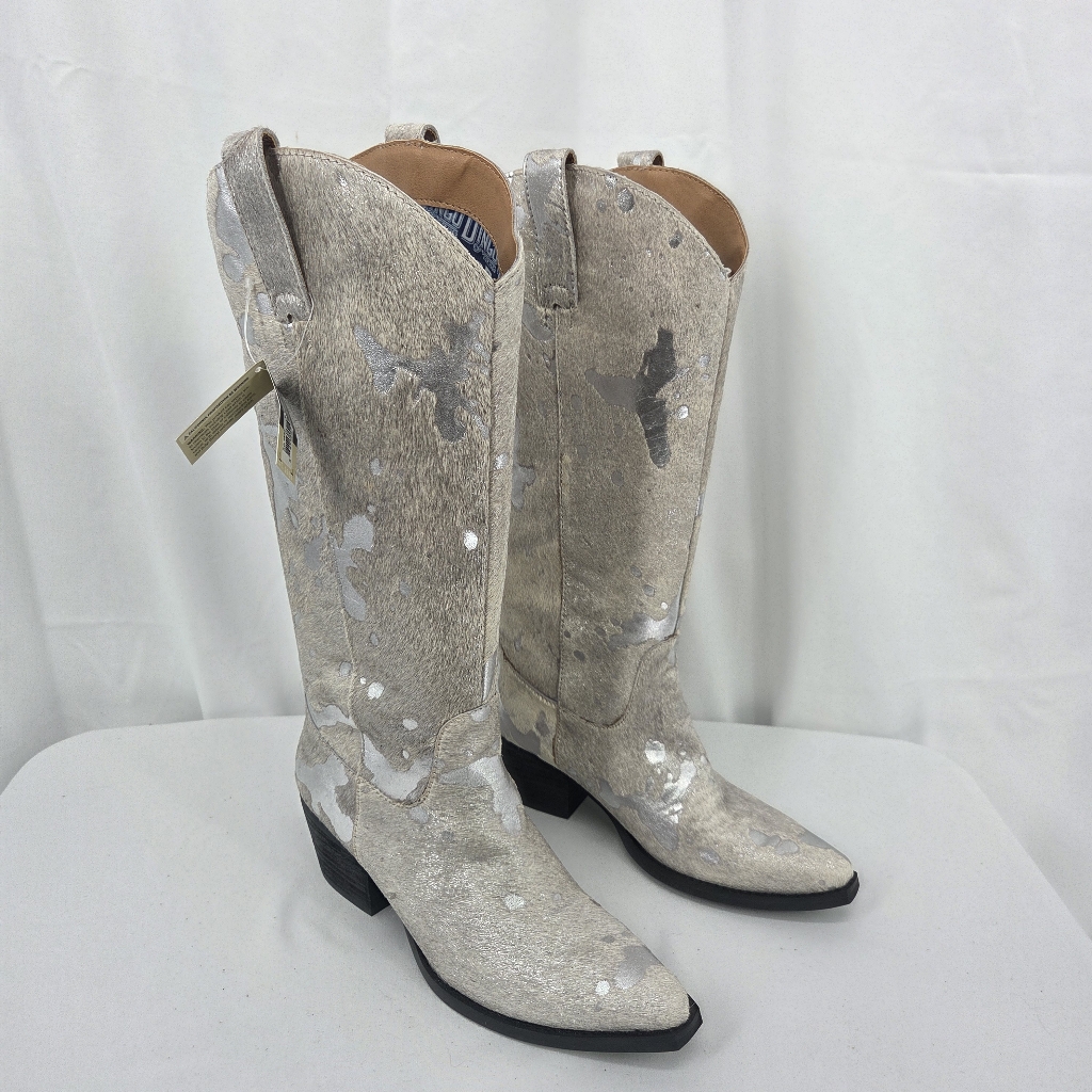 Dingo Giddy Up Foiled Silver Leather Western Boot Nwt 6.5m